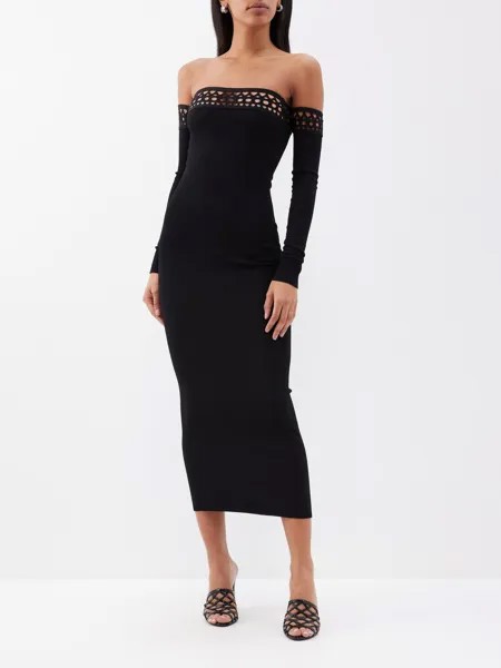 Трикотажное платье миди с открытыми плечами archetypes vienne ALAÏA, черный