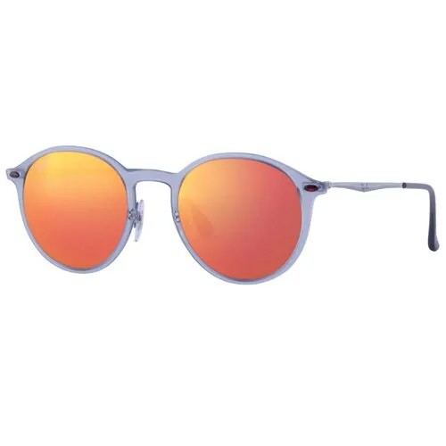 Солнцезащитные очки Ray-Ban, круглые, с защитой от УФ, зеркальные, серый