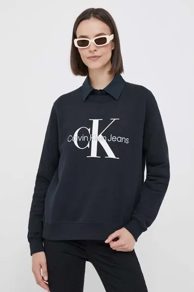 Хлопковая толстовка Calvin Klein Jeans, черный