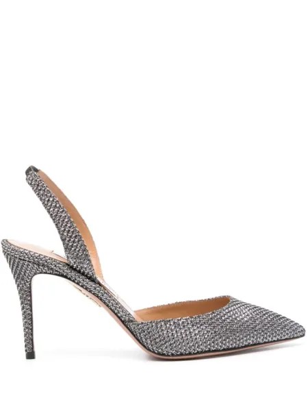 Aquazzura туфли So Nude Pump 85, серебристый