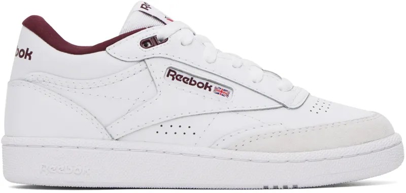 Бело-бордовые кроссовки Reebok Classics Club C Mid II