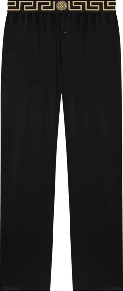 Брюки Versace Greca Border Silk Pyjama Trousers 'Black', черный