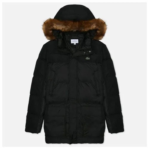 Мужская куртка парка Lacoste Detachable Hooded Waterproof Coat чёрный, Размер 54
