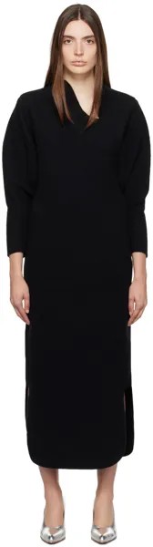 Черное платье-макси с v-образным вырезом Mame Kurogouchi