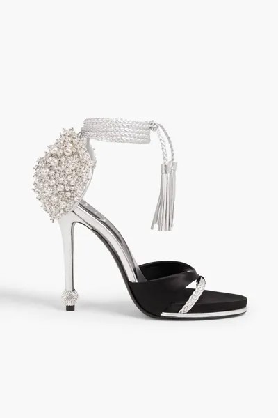 Сандалии из кожи и атласа с эффектом металлик ROGER VIVIER, черный