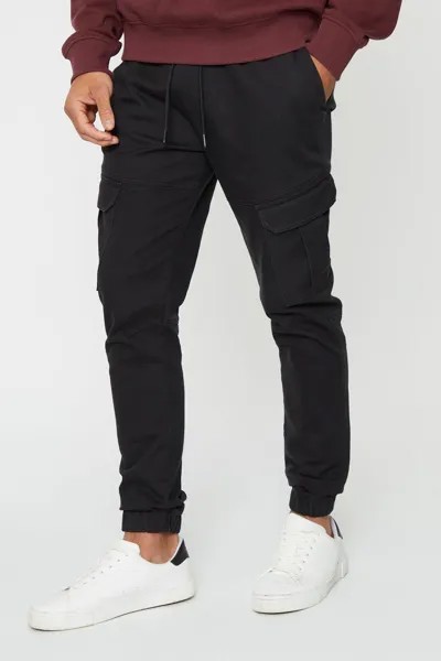 Брюки-карго с карманами и карманами из смесового хлопка 'Garrix' Threadbare, черный