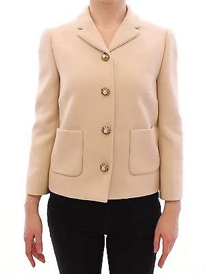 DOLCE - GABBANA Бежевый шерстяной пиджак с жемчужными пуговицами, пиджак, пальто IT40 / US6 Рекомендуемая розничная цена 2200 долларов США
