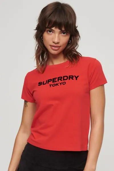 Роскошная приталенная спортивная футболка укороченного кроя и логотипом Superdry, красный