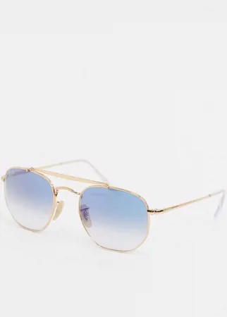 Золотистые солнцезащитные очки с синими стеклами Ray-ban ORB3648-Золотой