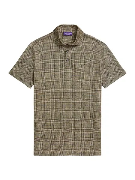 Льняная рубашка-поло в клетку Glen Ralph Lauren Purple Label, черный