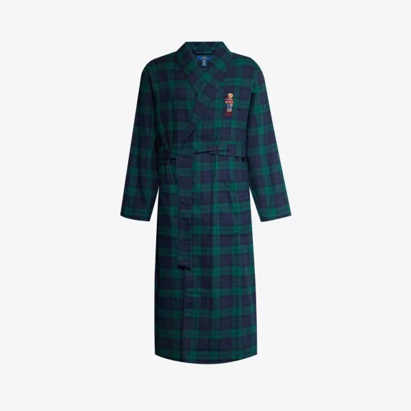 Хлопковый халат lounge с фирменной вышивкой Polo Ralph Lauren, мультиколор