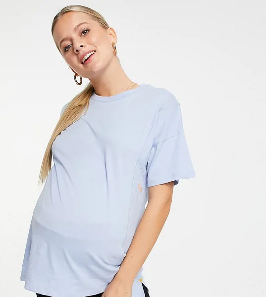 Oversized-футболка из органического хлопка ASOS 4505 Maternity-Голубой