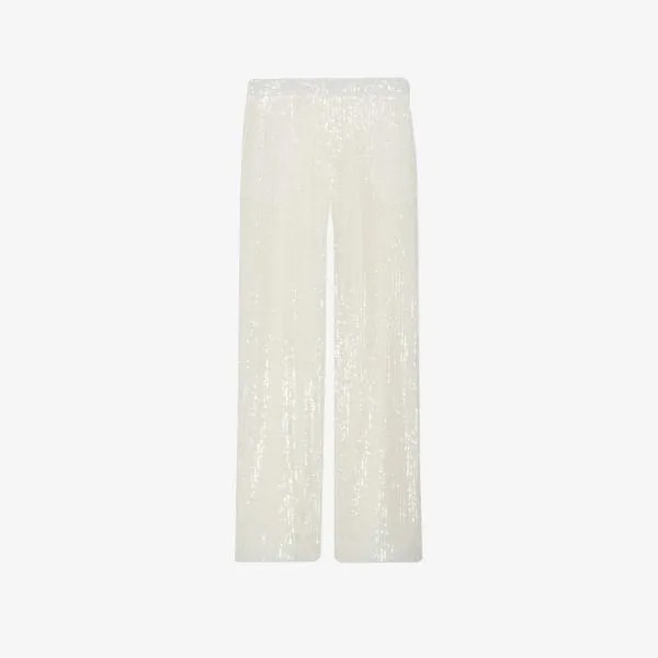 Широкие брюки средней посадки с пайетками из эластичной ткани Claudie Pierlot, цвет naturels