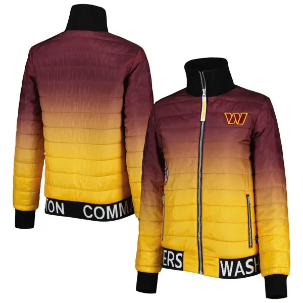 Женская куртка-пуховик с молнией во всю длину The Wild Collective бордового/золотого цвета Washington Commanders