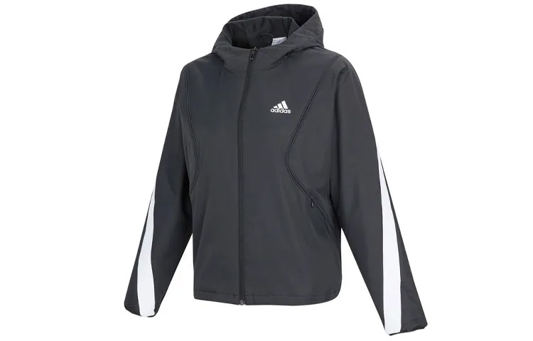Женская спортивная куртка с капюшоном черного цвета Adidas