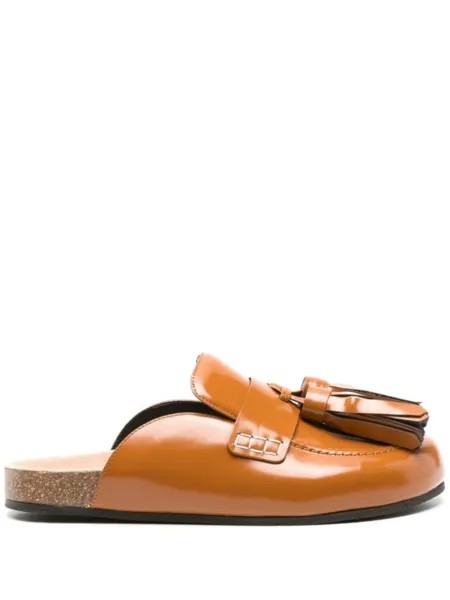 JW Anderson кожаные мюли с кисточками, коричневый