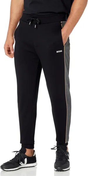 Мужские джоггеры из смесового хлопка с вышивкой Hugo Boss, черный