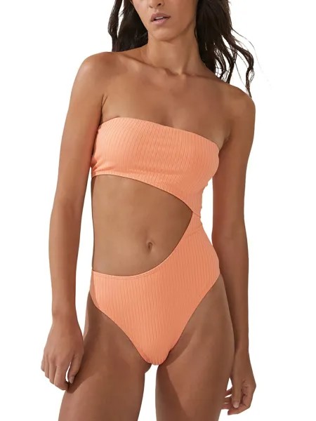 Женский цельный купальник в рубчик со съемными бретелями Cotton On, цвет Cantaloupe