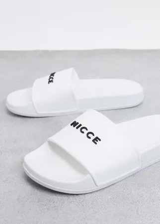 Белые шлепанцы с логотипом Nicce-Белый