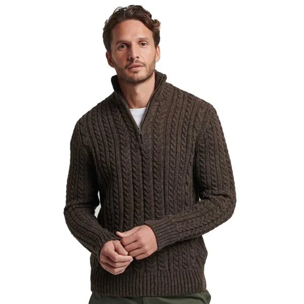 Свитер Superdry Vintage Jacob Henley Half Zip, коричневый