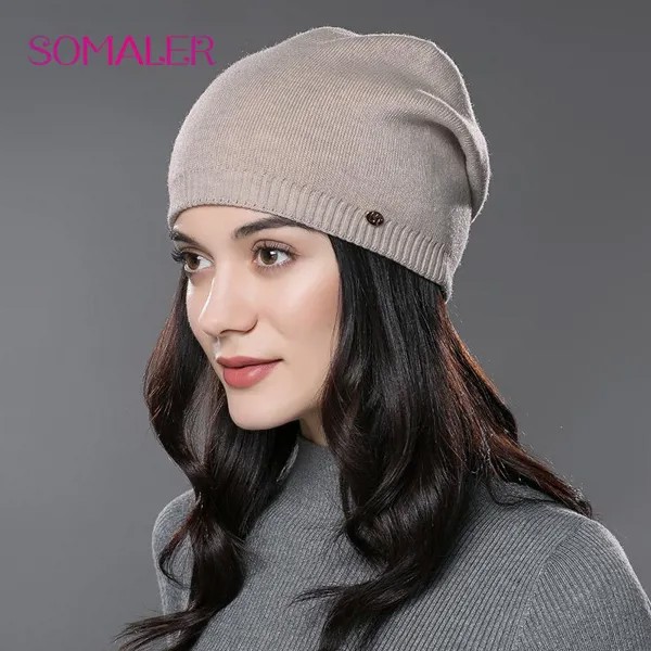 SOMALER Женские вязаные шерстяные шляпы для зимнего хип-хоп стиля Gorros для женщин хорошее качество повседневные шапки