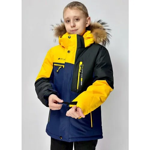 Парка LCAYHD FASHION Зимняя куртка для мальчика 23-21(1/25), размер 128, синий, желтый