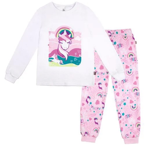 Пижама BOSSA NOVA 356К-151 для девочки, цвет белый/розовый, размер 104