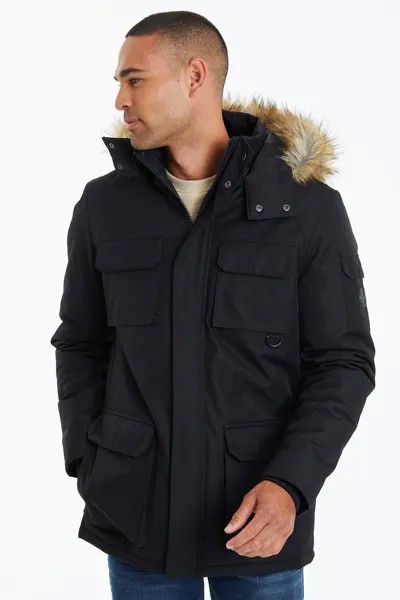 Куртка-парка с карманами и защитой от дождя 'Council' Threadbare, черный