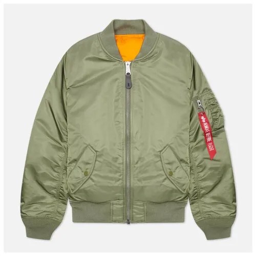 Бомбер ALPHA INDUSTRIES, демисезон/зима, силуэт полуприлегающий, подкладка, внутренний карман, карманы, манжеты, размер S, зеленый