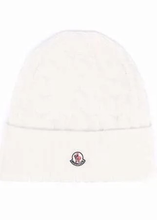 Moncler шапка бини с нашивкой-логотипом