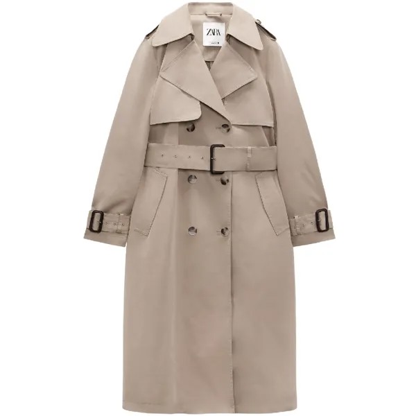 Тренч Zara Fitted With Tabs, бежевый