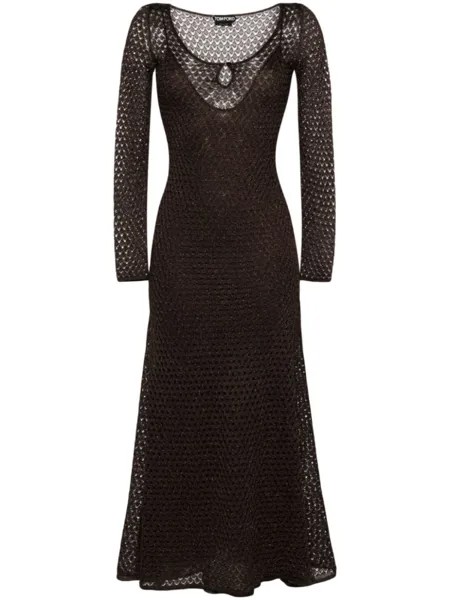 TOM FORD трикотажное платье макси с люрексом, коричневый