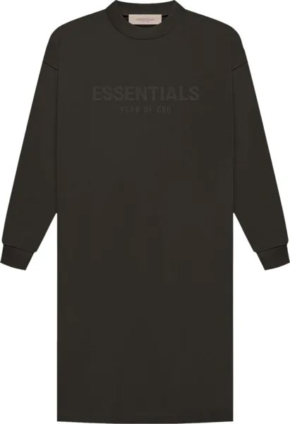 Платье Fear of God Essentials Long-Sleeve Tee Dress 'Off Black', черный