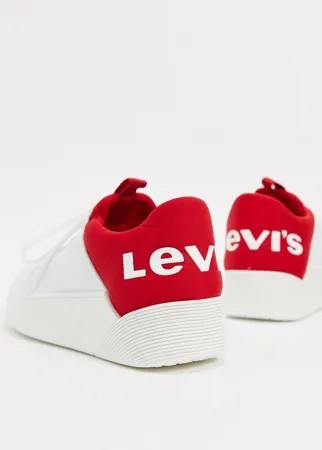 Белые кроссовки на шнуровке с логотипом Levi-Белый