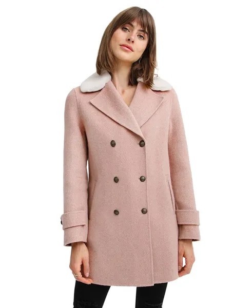 Женское шерстяное пальто Liberty с воротником из шерпы Belle & Bloom, розовый