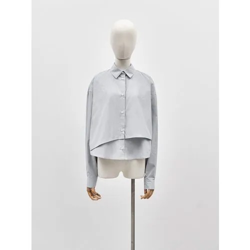 Рубашка  GATE31, повседневный стиль, свободный силуэт, длинный рукав, в полоску, размер XXS, серый
