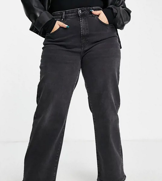 Черные выбеленные джинсы с широкими штанинами Only Curve Hope-Черный