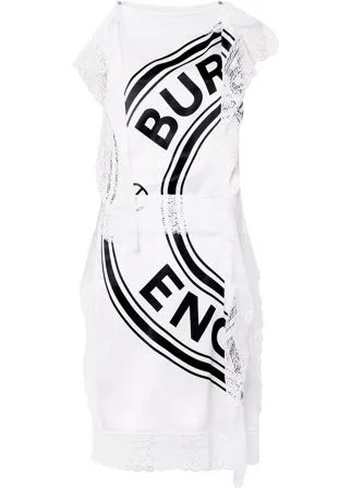 Burberry платье миди с кружевом и логотипом