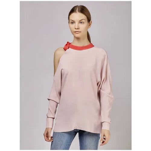 Блуза  CRISTINAEFFE, повседневный стиль, прямой силуэт, открытые плечи, размер 38, розовый