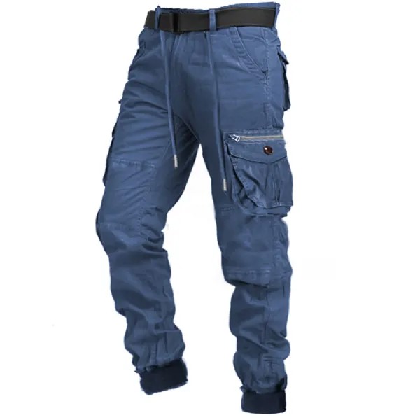 Мужские уличные повседневные тактические брюки на молнии с несколькими карманами