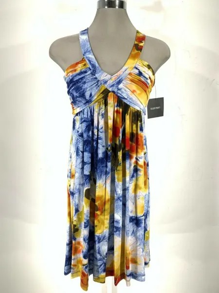 Ellen Tracy NWT повседневное летнее платье с v-образным вырезом и абстрактным принтом, размер 4,8,12