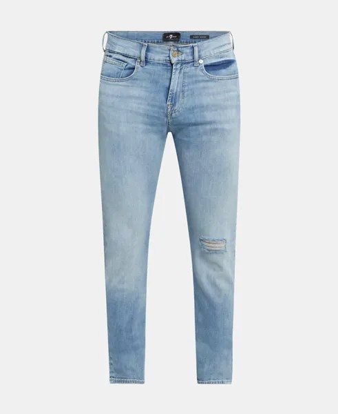 Разрушенные джинсы 7 for all Mankind, цвет Slate Blue