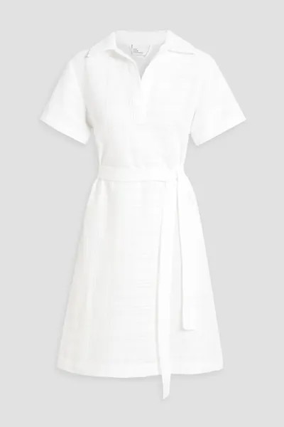 Платье-рубашка мини из хлопка и жаккарда с поясом Lisa Marie Fernandez, белый