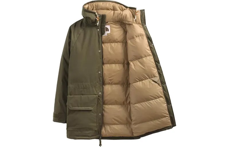 Пуховик мужской оливково-зеленый The North Face, оливково-зеленый