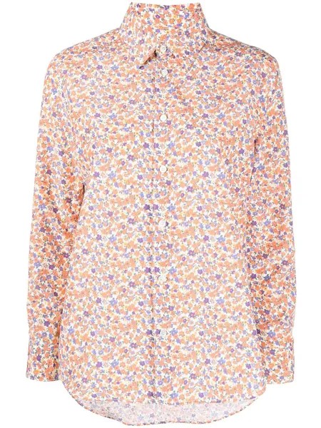A.P.C. рубашка с цветочным принтом и длинными рукавами