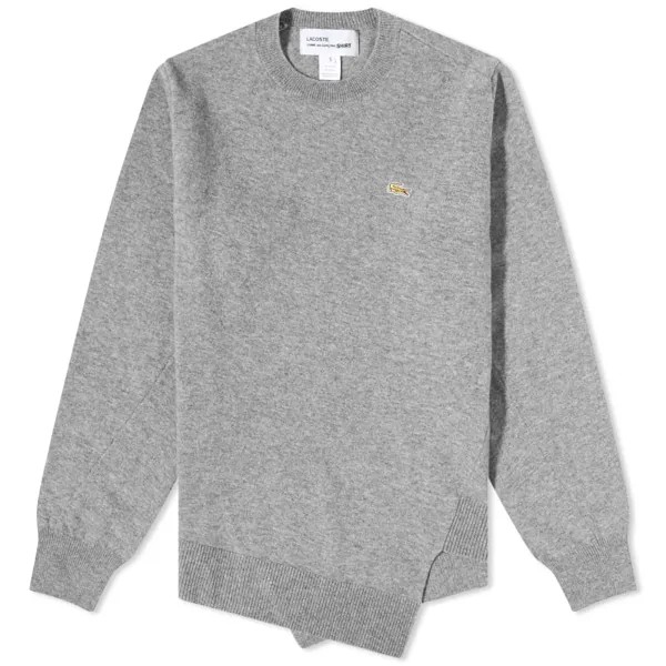 Свитер Comme des Garçons Shirt x Lacoste Asymmetric Crew Knit, серый