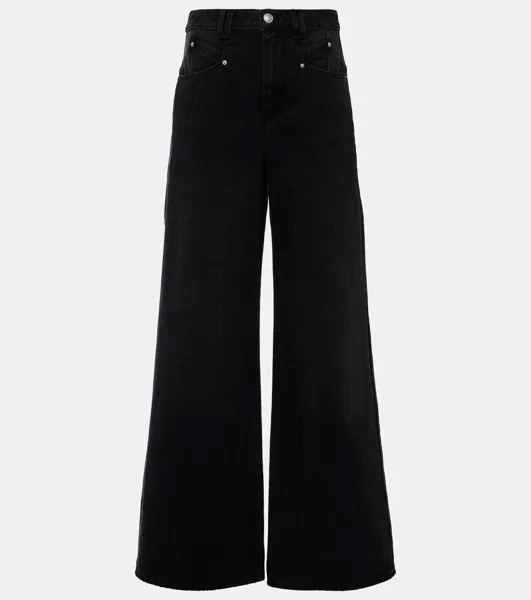 Джинсы широкого кроя цвета лимона Isabel Marant, черный
