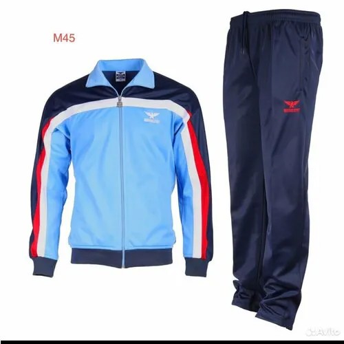 Костюм , олимпийка и брюки, силуэт прямой, карманы, размер 58, синий