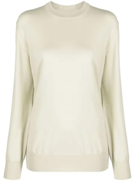 Jil Sander шерстяной джемпер с круглым вырезом, зеленый