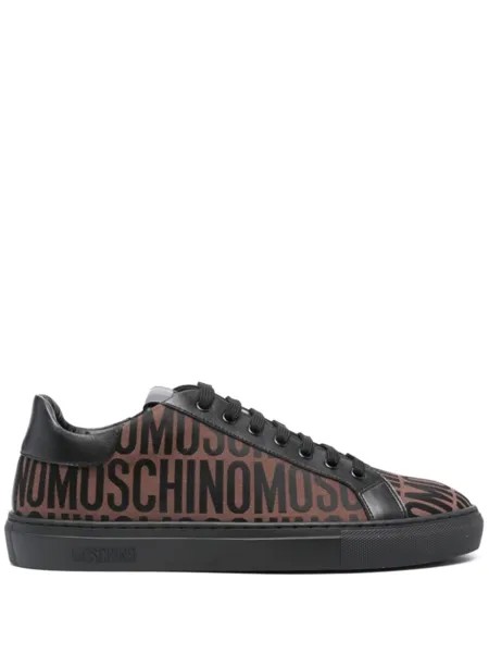 Moschino кеды из канваса с жаккардовым логотипом, коричневый